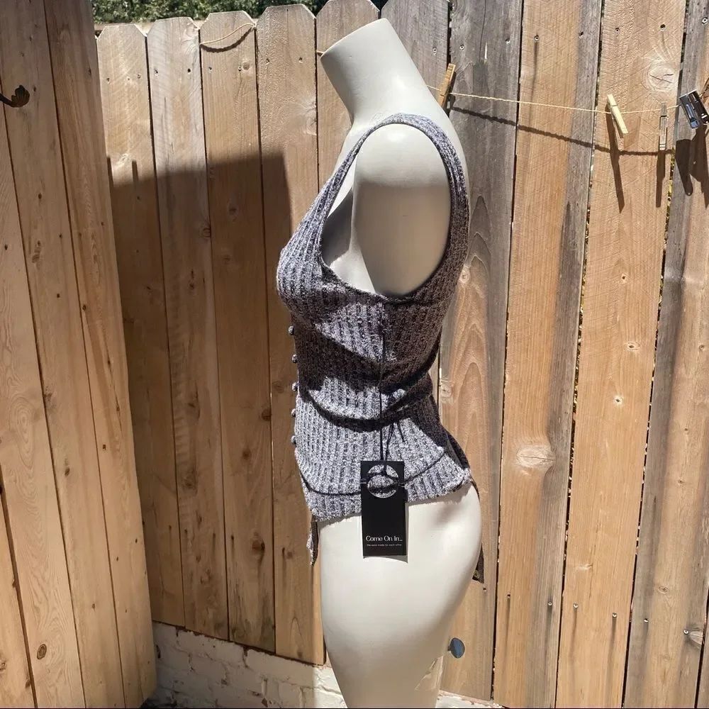 PRIVACY PLEASE Ribbed Button Front Bodysuit size Small NWT - Picture 7 of 9